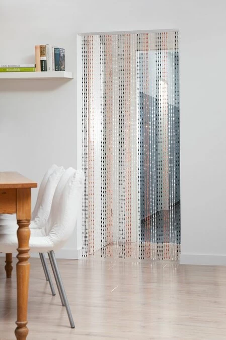 Kralengordijn Zwart/wit/oranje 90x200cm 4 Kralengordijn Zwart/wit/oranje 90x200cm - Afbeelding 2