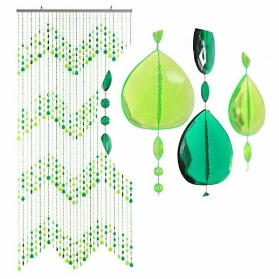 Kralengordijn Druppel Groen 90x200cm 4 Kralengordijn Druppel Groen 90x200cm - Afbeelding 2