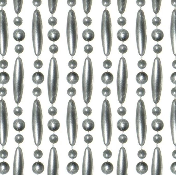 Vliegengordijn Kralen Op Maat: Verspringen Metallic Zilver 3 Vliegengordijn Kralen Op Maat: Verspringen Metallic Zilver