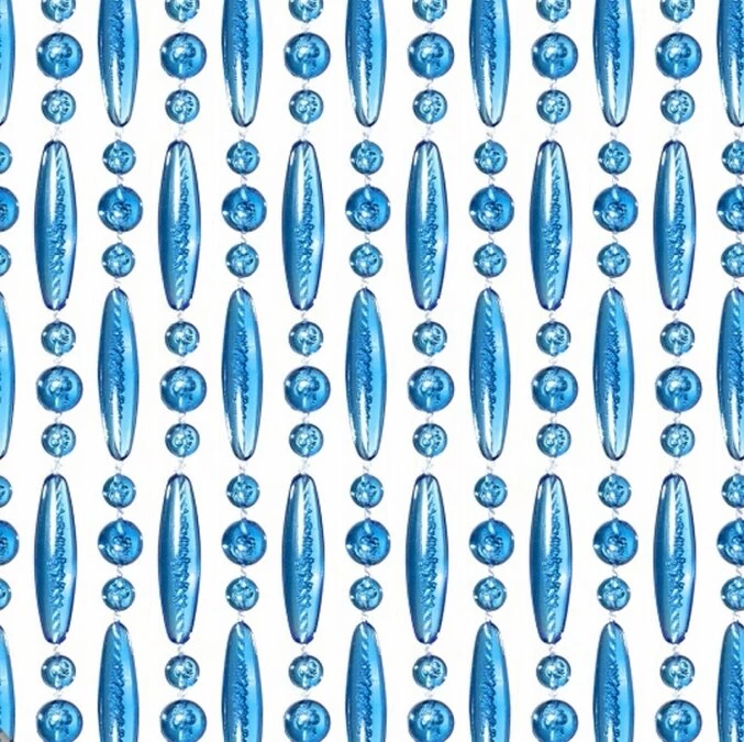 Vliegengordijn Kralen Op Maat: Verspringen Blauw Transparant 3 Vliegengordijn Kralen Op Maat: Verspringen Blauw Transparant