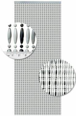 Vliegengordijn Kralen Recht Grijs/wit 90x210cm -Gordijn Promotie Winkel 1979365167